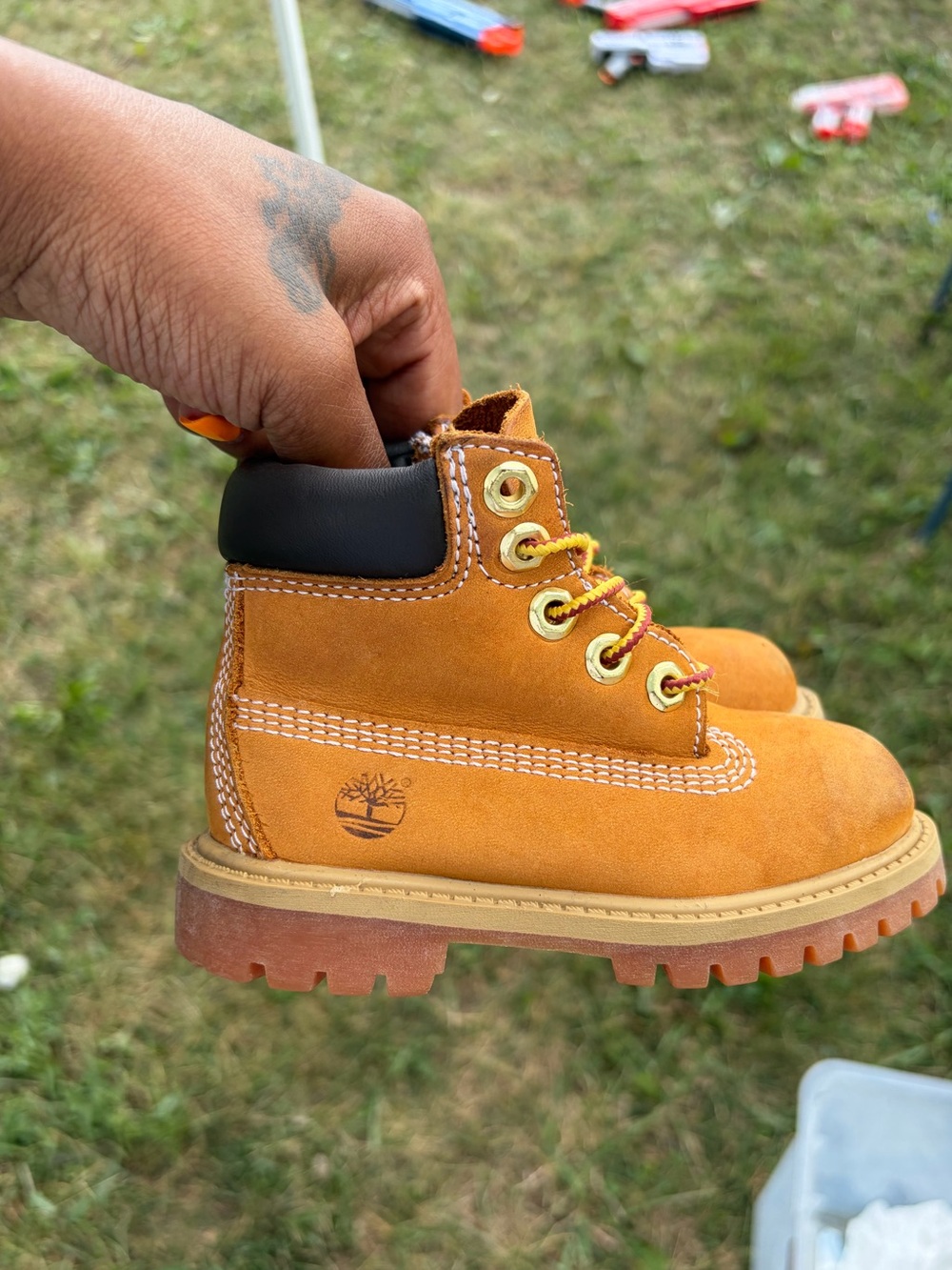 Timberland Kids Wheat/Gold Nubuck Lace-Up Work Boots